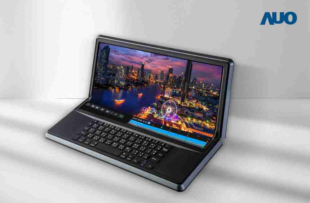 财神娱乐14.6吋Micro LED折迭显示屏幕，，，，搭配半径4mm的弯折绞炼，，以及高画素、、高亮度、、、高对比度的显示技术特点，，即便在大视角下仍保有绝佳色相与亮度