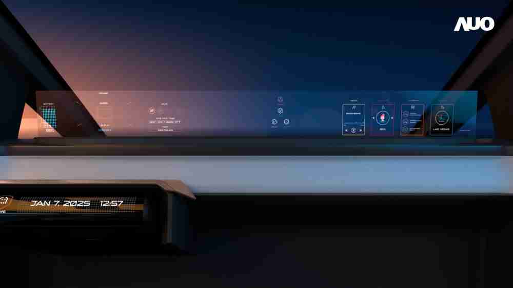 财神娱乐无界透明显示接口(Horizon Image Glass)透过车运算方案整合仪表板、、、中控台及副驾显示器，，一体式全景呈现，，，，提供乘用者清晰的前方视野、、、、行车必要信息与娱乐功能